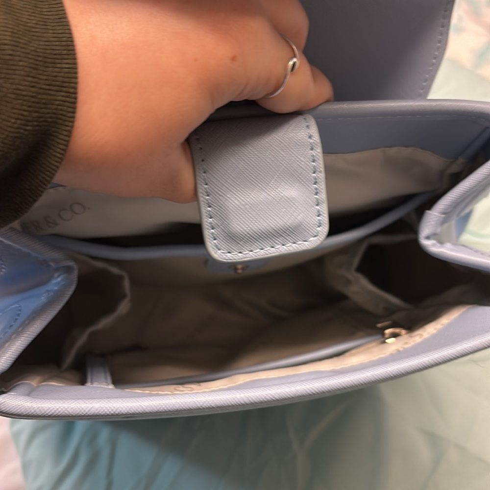 Blue Backpack with Structured Design and Metallic Closure - Picture 4 of 4